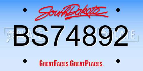 BS74892 South Dakota License Plate