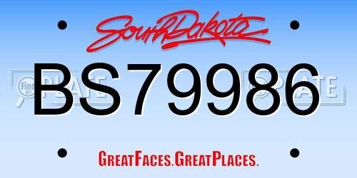 BS79986 South Dakota License Plate