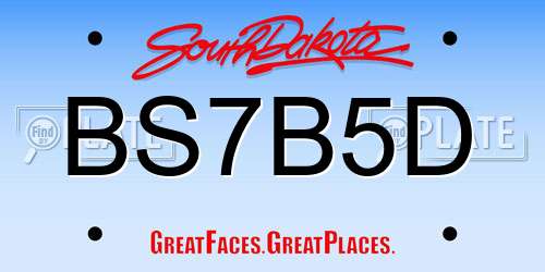 BS7B5D South Dakota License Plate