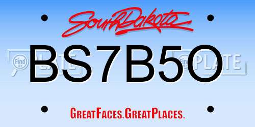 BS7B5O South Dakota License Plate