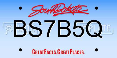 BS7B5Q South Dakota License Plate