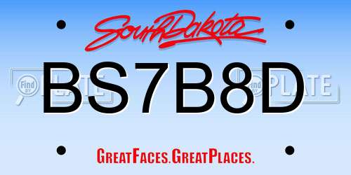 BS7B8D South Dakota License Plate