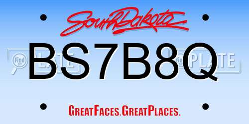 BS7B8Q South Dakota License Plate