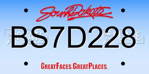 BS7D228 South Dakota License Plate