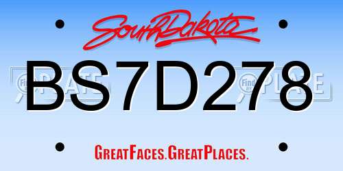 BS7D278 South Dakota License Plate