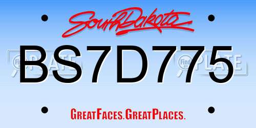 BS7D775 South Dakota License Plate