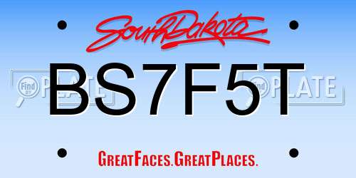 BS7F5T South Dakota License Plate