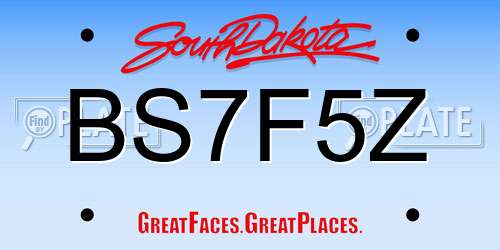 BS7F5Z South Dakota License Plate