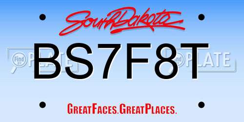 BS7F8T South Dakota License Plate