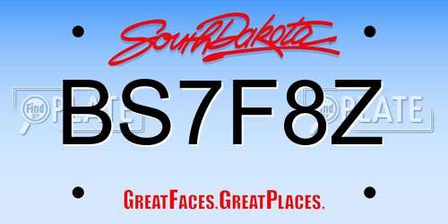 BS7F8Z South Dakota License Plate