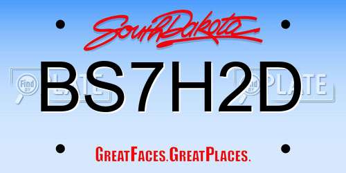 BS7H2D South Dakota License Plate