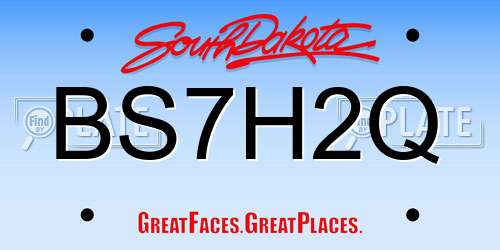 BS7H2Q South Dakota License Plate