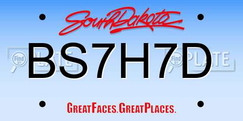 BS7H7D South Dakota License Plate