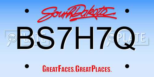 BS7H7Q South Dakota License Plate