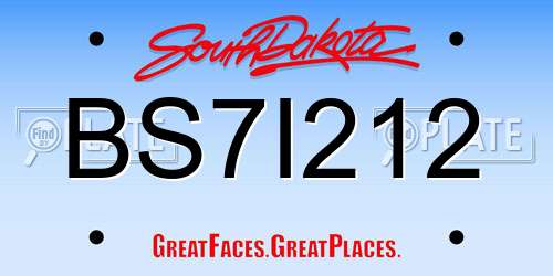 BS7I212 South Dakota License Plate