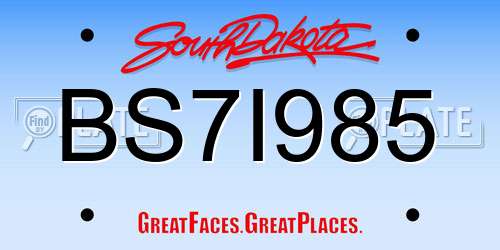 BS7I985 South Dakota License Plate
