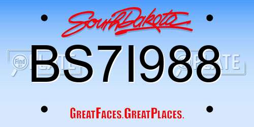 BS7I988 South Dakota License Plate
