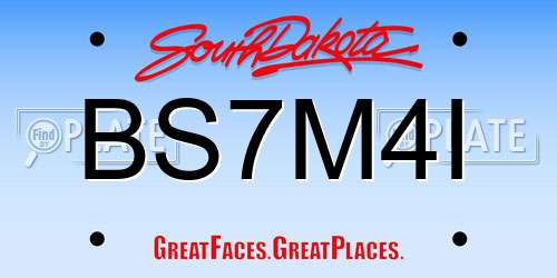 BS7M4I South Dakota License Plate