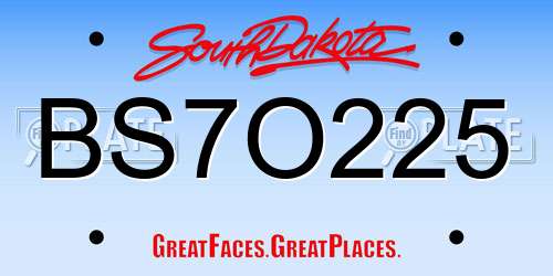 BS7O225 South Dakota License Plate