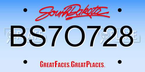 BS7O728 South Dakota License Plate