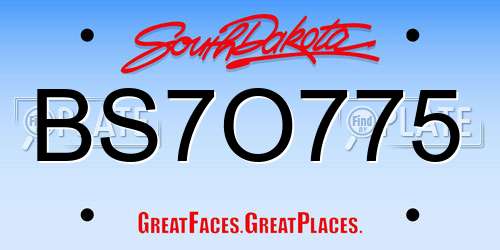 BS7O775 South Dakota License Plate