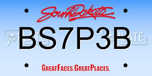 BS7P3B South Dakota License Plate