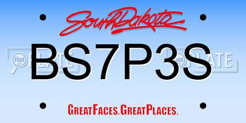 BS7P3S South Dakota License Plate