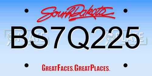 BS7Q225 South Dakota License Plate
