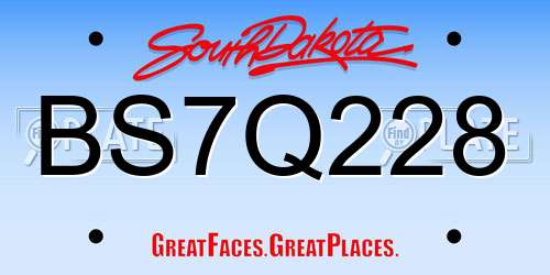 BS7Q228 South Dakota License Plate