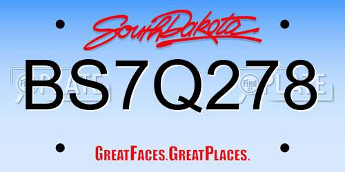BS7Q278 South Dakota License Plate