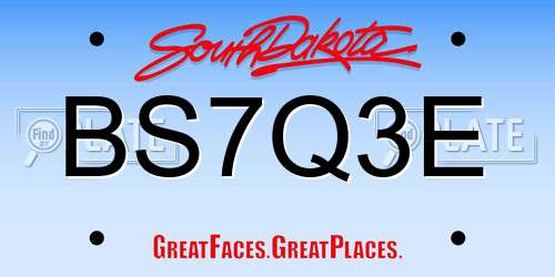 BS7Q3E South Dakota License Plate