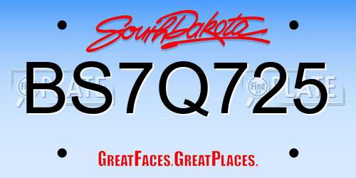 BS7Q725 South Dakota License Plate
