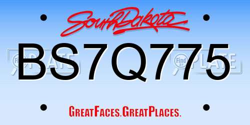 BS7Q775 South Dakota License Plate