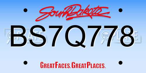 BS7Q778 South Dakota License Plate