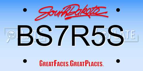 BS7R5S South Dakota License Plate