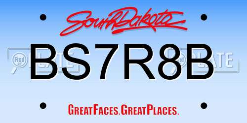 BS7R8B South Dakota License Plate