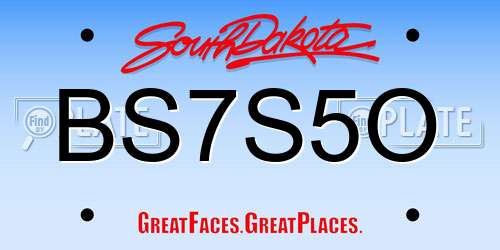 BS7S5O South Dakota License Plate