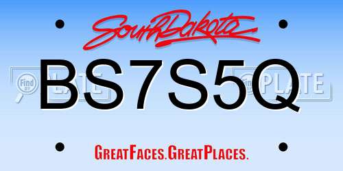BS7S5Q South Dakota License Plate