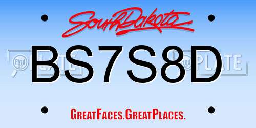 BS7S8D South Dakota License Plate