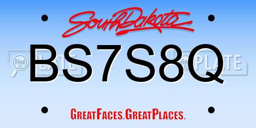 BS7S8Q South Dakota License Plate