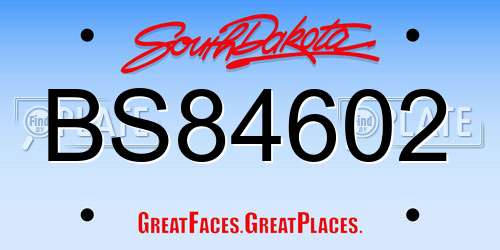 BS84602 South Dakota License Plate