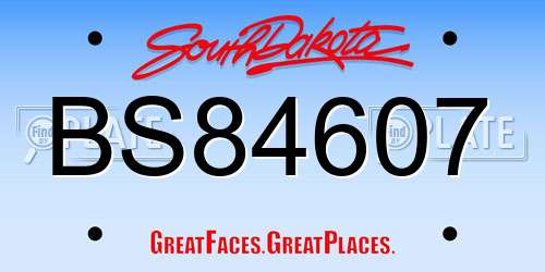 BS84607 South Dakota License Plate