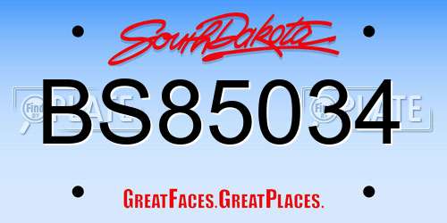 BS85034 South Dakota License Plate