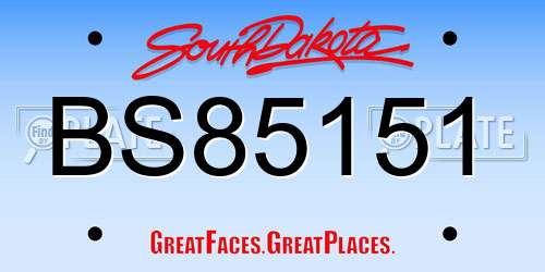 BS85151 South Dakota License Plate