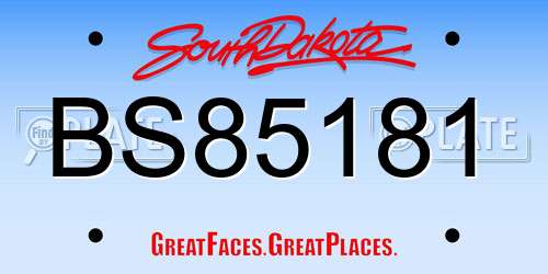 BS85181 South Dakota License Plate