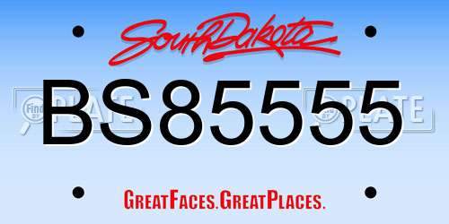 BS85555 South Dakota License Plate