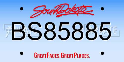 BS85885 South Dakota License Plate