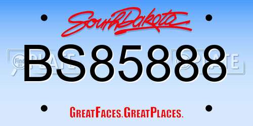 BS85888 South Dakota License Plate