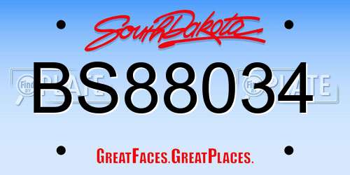BS88034 South Dakota License Plate