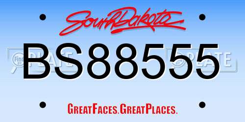 BS88555 South Dakota License Plate